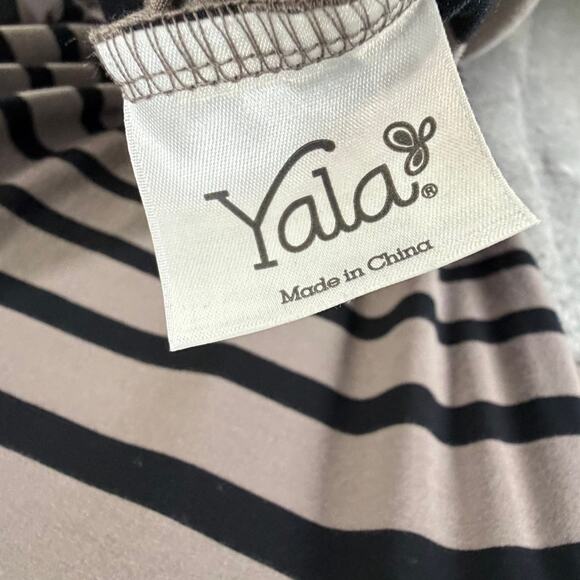 Yala T-Shirt Dress Womens M Beige Black Striped Bamboo Viscose Soft Comfort - Picture 13 of 14